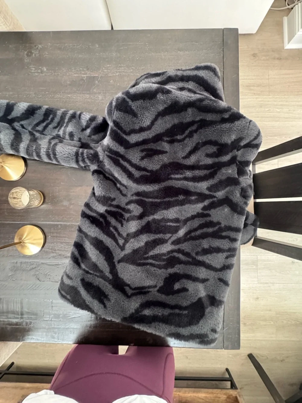 Zadig & Voltaire Black and Charcoal Zebra Faux-Fur Jacket - Picture 3 of 4